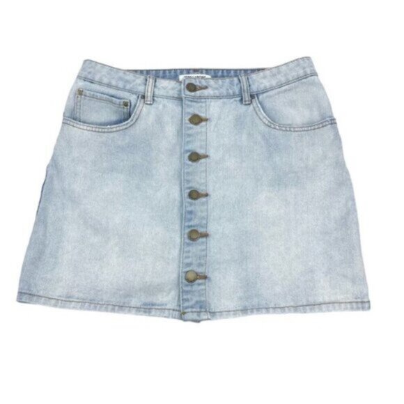 Billabong Womens Good Life Button Front Mini Denim Skirt Size 31 - Picture 5 of 8
